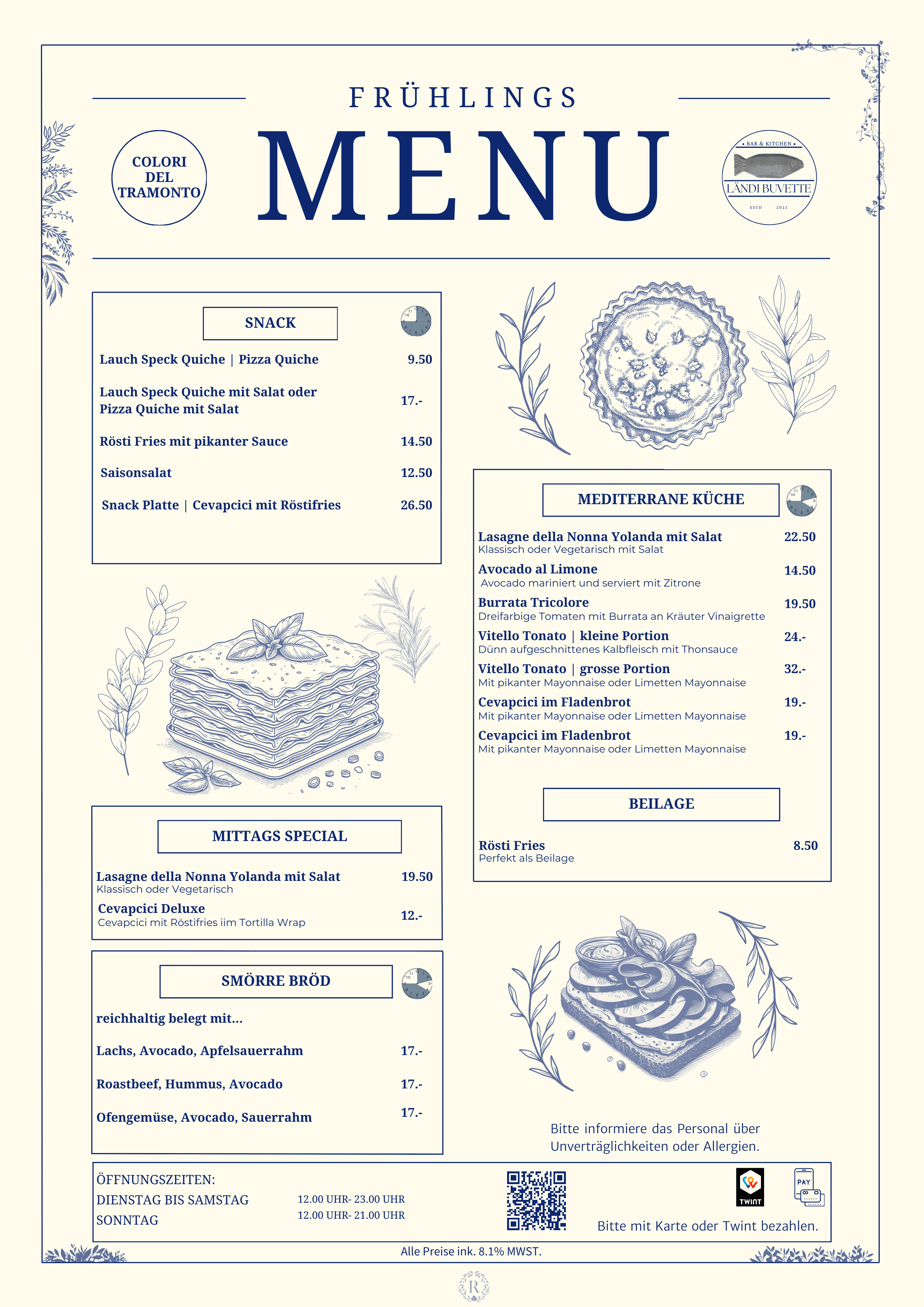 Frühlings-Menükarte