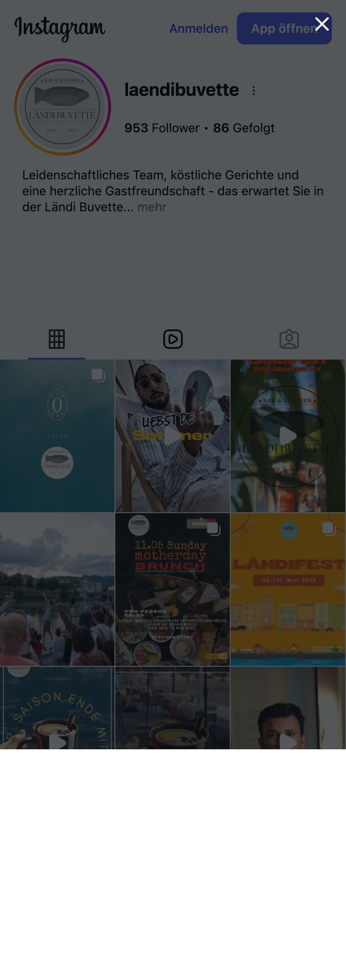 Ländi Buvette Instagram-Profil